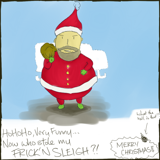 Rhys points out that I apparently drew an asian Santa.  Who knew?